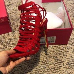 Red open toes pumps!!